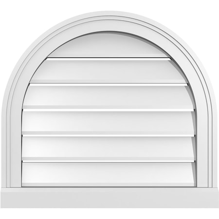Ekena Millwork Round Top Surface Mount PVC Gable Vent: Functional, w/ 2"W x 2"P Brickmould Sill Frame, 22"W x 20"H GVPRT22X2003SF